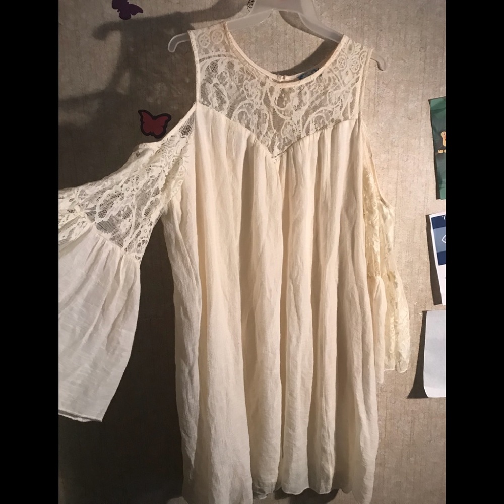 Lace Plus Cold Shoulder Swing Dress